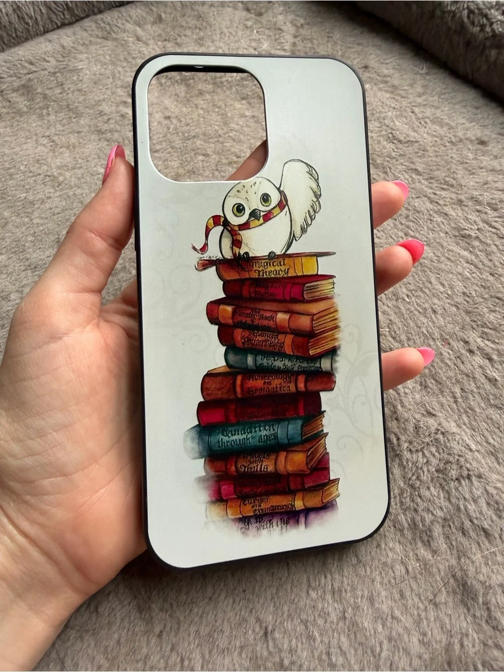 iPhone 13 Pro Max White Owl & Books Harry Potter Hedwig Phone Case